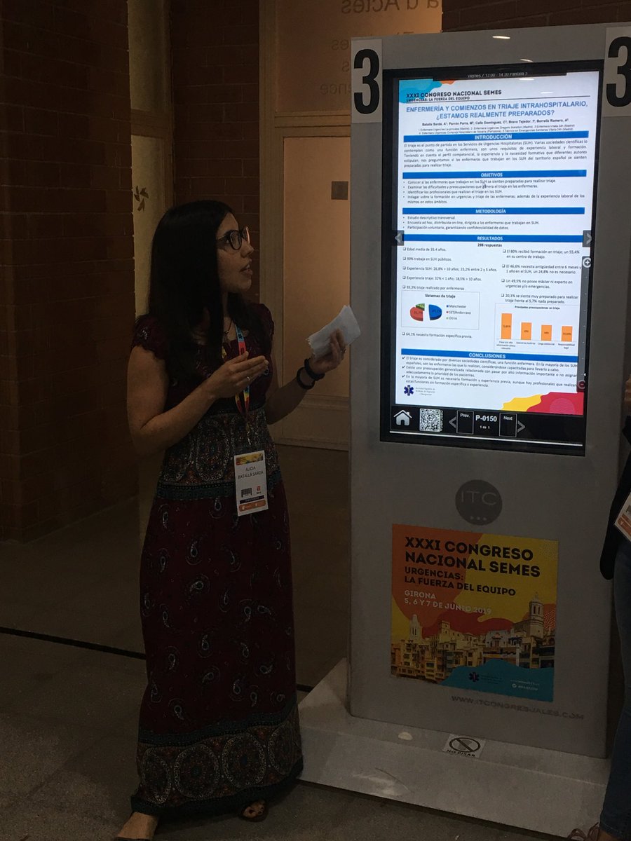 ⁦<a href="/aliciabs7/">Alicia BS 💚</a>⁩ defendiendo nuestro trabajo sobre triaje enfermero. Grande! 👏🏼👏🏼 #SEMES2019 ⁦<a href="/IBravo86/">Ismael Bravo</a>⁩ ⁦<a href="/AntonioBorrella/">Antonio B.</a>⁩ ⁦<a href="/MartaParron/">marta parron parra</a>⁩