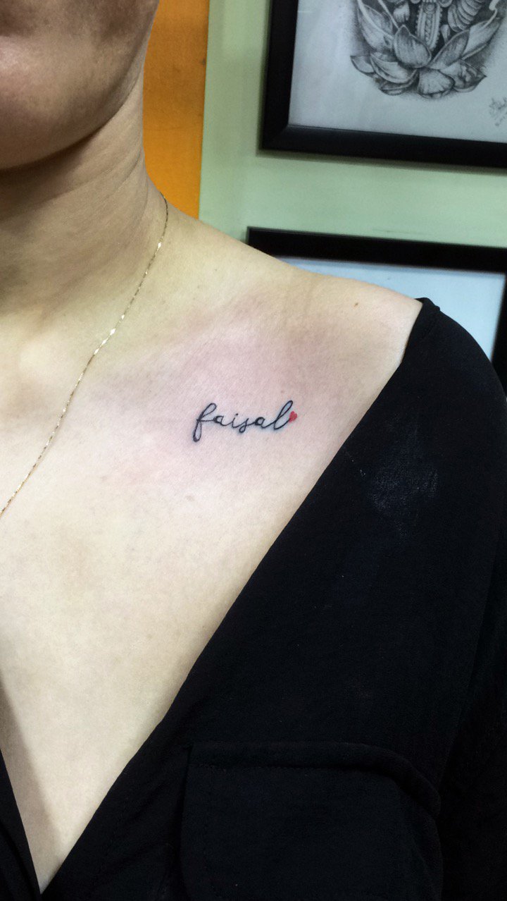 MumbaiTattooStudio on Twitter Small name tattoo done at Big Guys Tattoo Studio Small and unique tattoo made near collar cone area of girl only in our studio 9699735303 smalltattoo nametattoo girltattoo