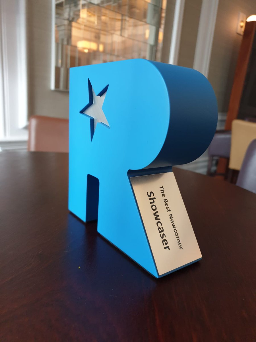 showcaser's tweet photo. So proud to have been awarded 'The Best Newcomer' at the Recruitment International Supplier Awards 2019!

From the whole team here Showcaser - a big thank you to all our customers who voted for us and to @RecruitmentIntl for hosting such a lovely event!🌟💙🎬 #startup #awards https://t.co/AGXLN7qAst