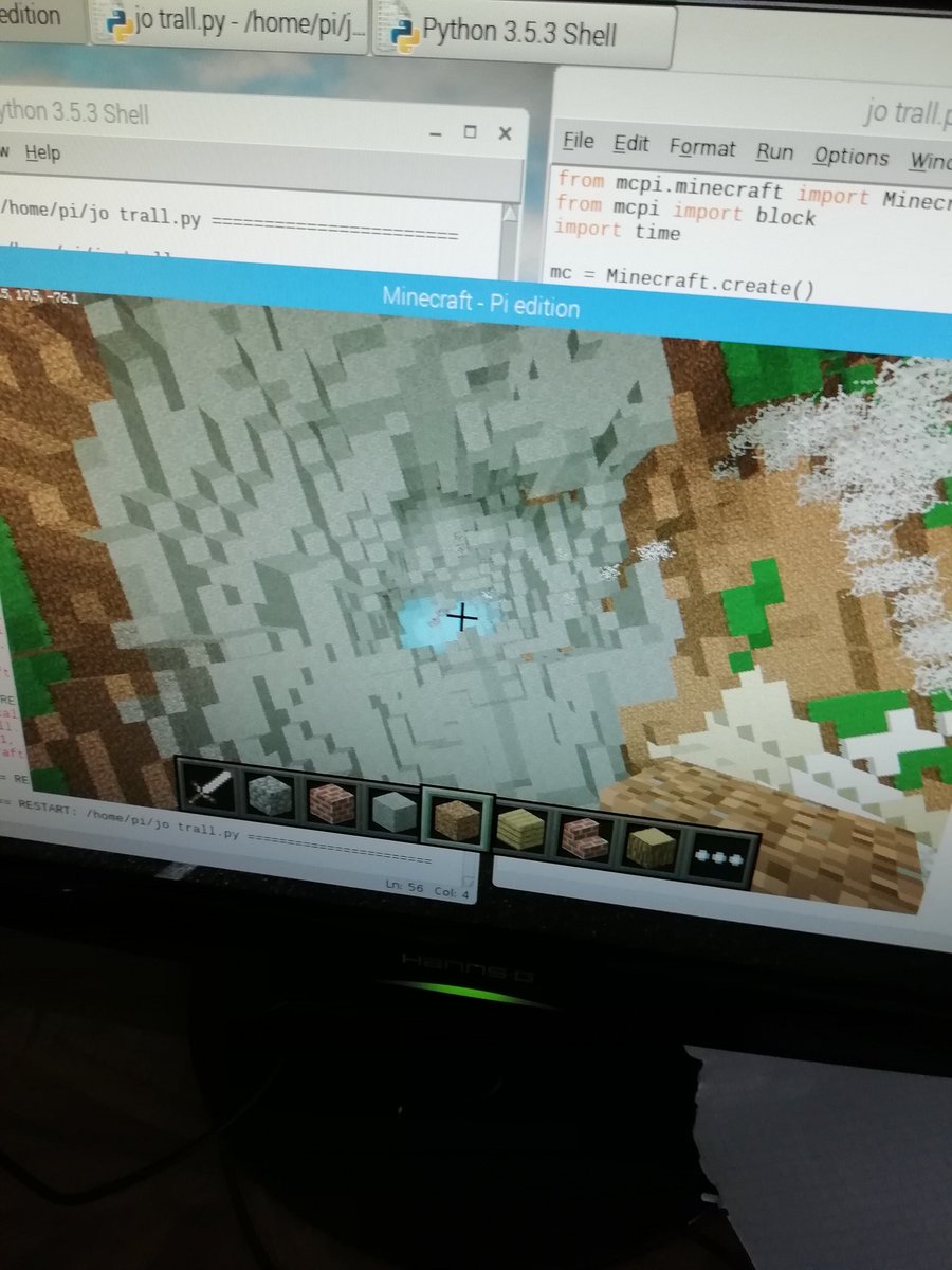 CraftyComputing's tweet image. Thanks for inviting me to support your enrichment week @KEVIMORPETH, using #minecraftpi to program in #python . You have some great future computer scientists in Year 9..Here&apos;s our water version of Jack&apos;s beanstalk and a valley created by exploding a lot of TNT..