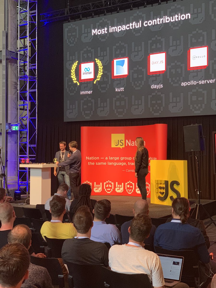 thejsnation's tweet image. .@mweststrate&apos;s immer won in the &apos;Most impactful contribution&apos; category of #OpenSourceAwards!

#JSNation