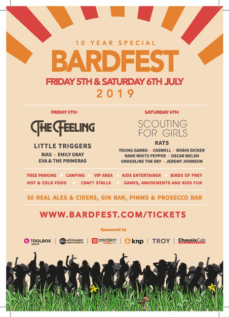 events_canvas's tweet photo. 📅 WIN 2 VIP tickets for BARDFEST on Friday 5th July - ft. headline act @thefeeling, plus many more upcoming bands! 🎶

TO WIN 🙌 all you have to do is follow both the @BARDFEST &amp; Events Under Canvas pages, as well as tagging a lucky someone in the comments to accompany you!👍 https://t.co/491Us4natp