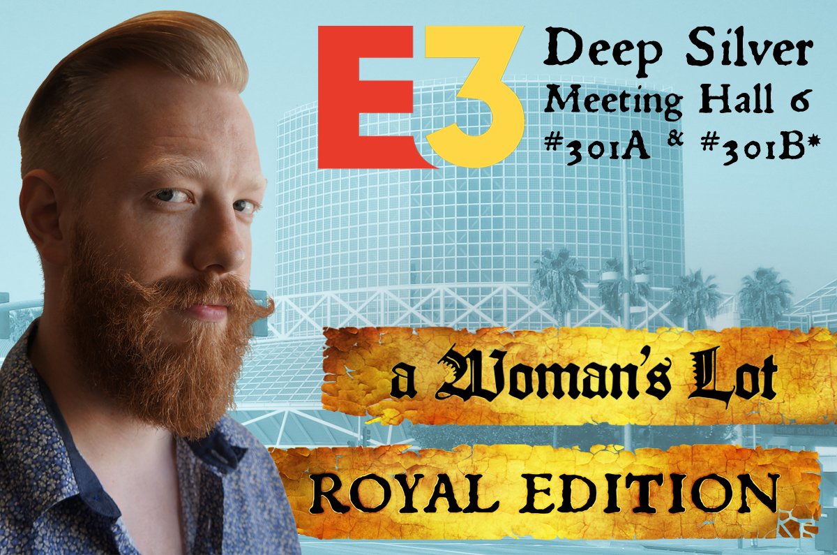 WarhorseStudios's tweet photo. Meet @T0_8I at E3 2019, Meeting Hall 6 #301A & #301B*, @deepsilver booth.
He will present the #KingdomComeDeliverance Royal Edition & our newest DLC "A Woman's Lot".
Make sure he will leave one of the free copies with you, and not carry it back home again. #E32019 ✈️ https://t.co/AyozRpR2Qk