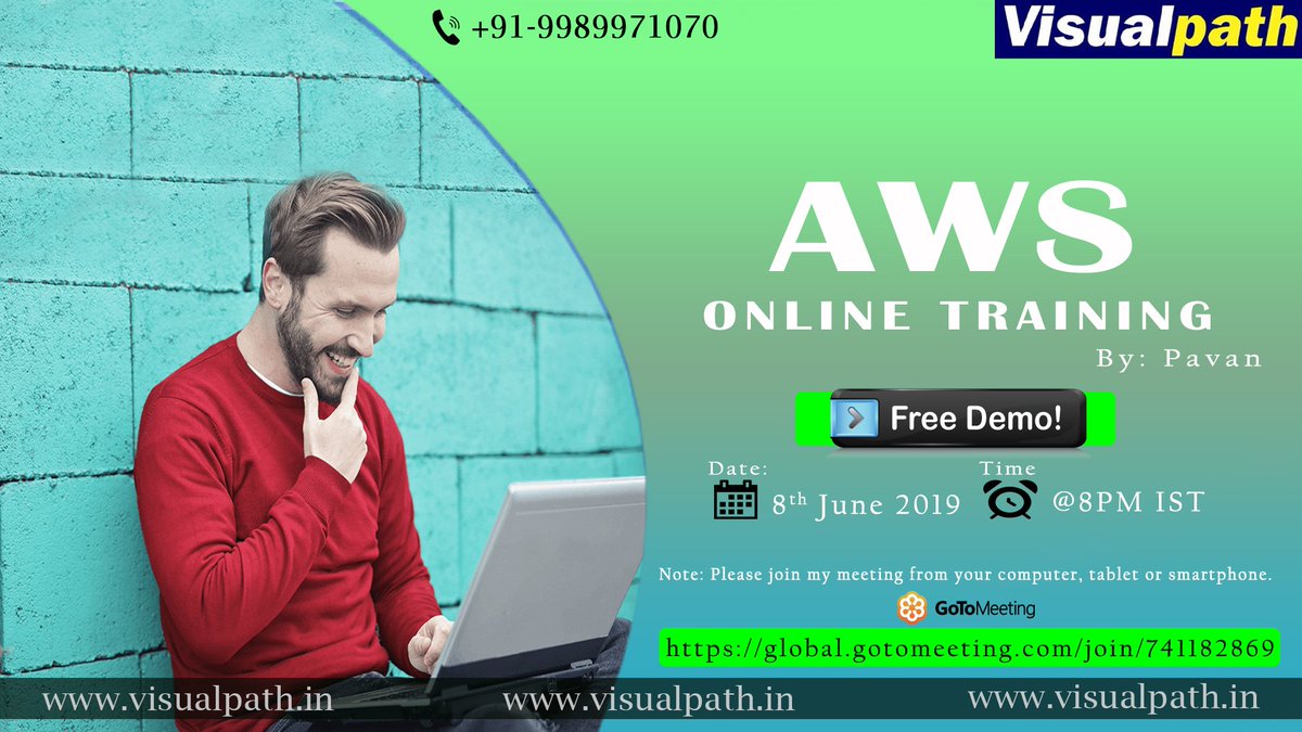 VisualpathPro's tweet image. Want to Become a Cloud Architect? Attend free demo class on #AWS_Online_Training
Date &amp;amp; Time: 8th June - 8PM IST
Venue: #GoToMeeting Click here to attend 👉👉 bit.ly/2KBrF9p
For details Contact +91 9989971070 
#AWS_Course #aws_training #JusticeForTinkleSharma #PAKvSL