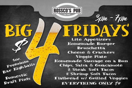 RosscosPubMH's tweet photo. What makes Friday better?!? When it's Big 4 Friday! 😎👍🍻 https://t.co/NzxkODwmB2