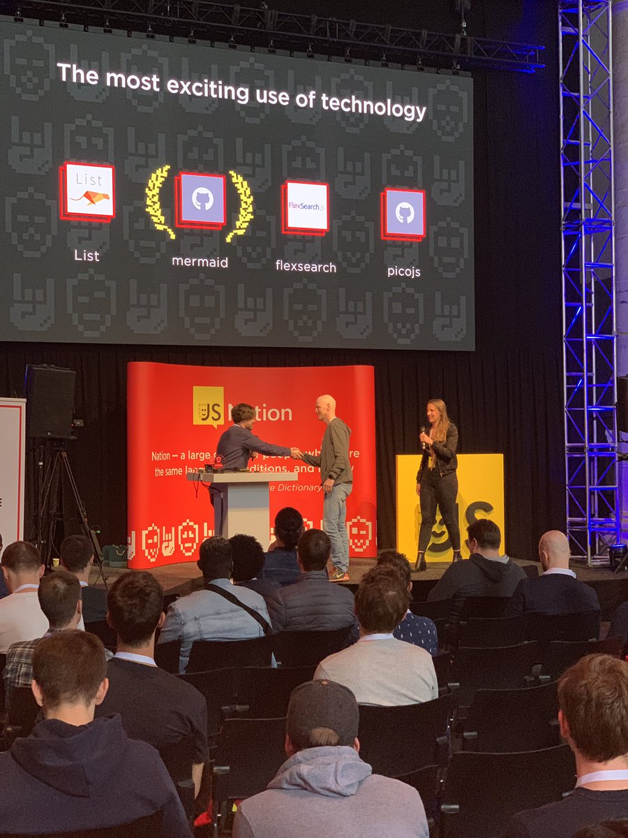 thejsnation's tweet image. mermaid won in the &apos;the most exciting use of technology&apos; category of #OpenSourceAwards. 

#JSNation