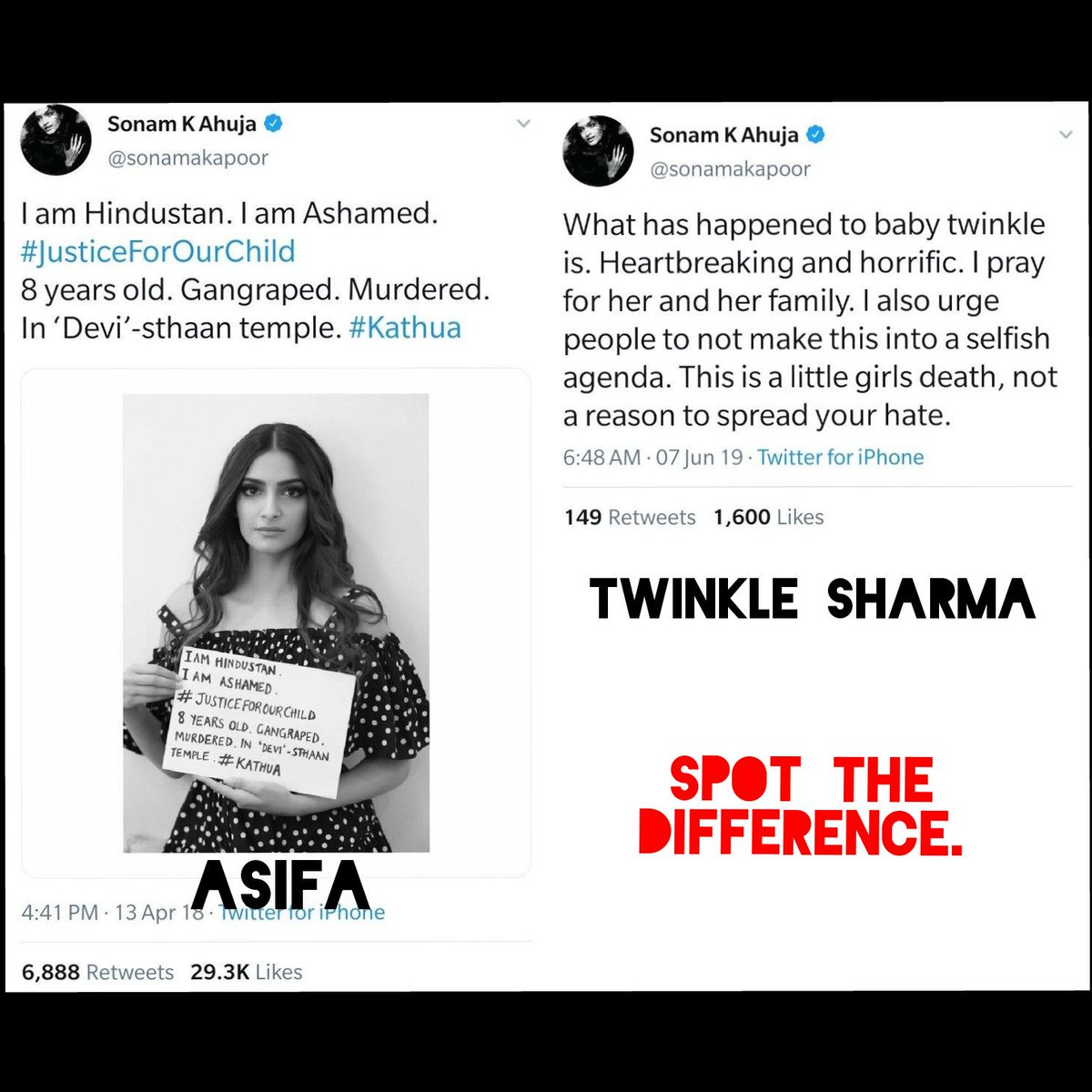 ksevak's tweet photo. NOT A SINGLE WORD FOR CRIMINAL AND HIS HATRED THOUGH!!!
#TwinkleSharma
#SonamKapoor

Hypocrisy की अम्मी भी शर्मिंदगी में है, हाईला...ये तो मेरी बेटी से भी दो कदम आगे निकली!!!
Right @sonamakapoor ?? https://t.co/UlRaohDB8X