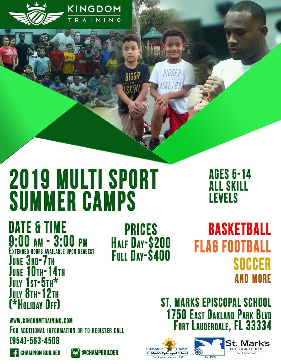 🥎🏀 We still have spots available for next weeks Kingdom Training Multi Sport Summer Camp! Stop by St. Mark’s &amp; sign up your child today! 🏒 🏈