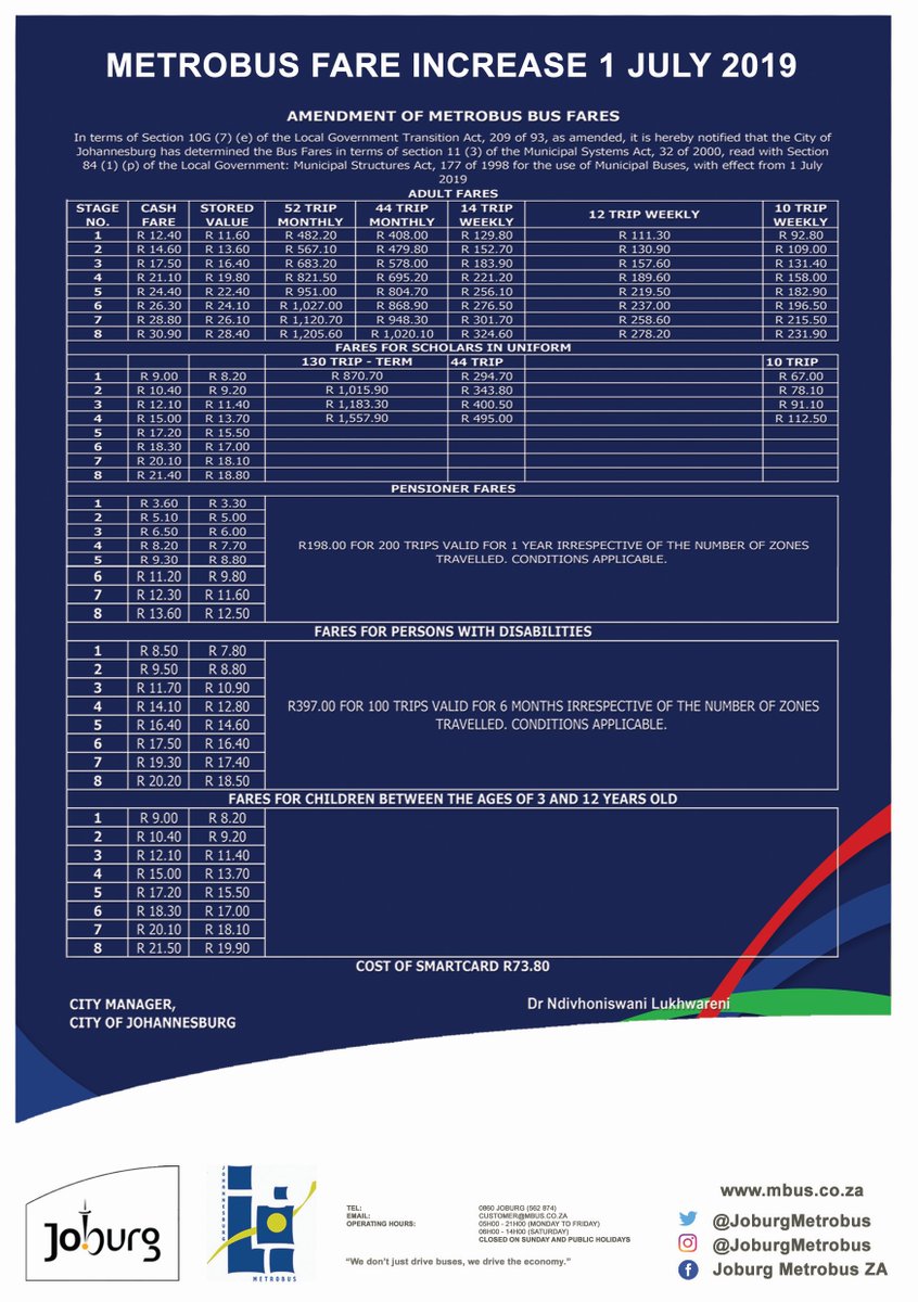 Metro Bus Routes And Times 2021 Joburg Metrobus On Twitter: "Presenting Johannesburg Metrobus New Bus Fares  Increase As Approved By The Council For 2019/20 Financal Year.  @Cityofjoburgza . Please Retweet For Awareness. Https://T.co/Wqivjongw6" /  Twitter
