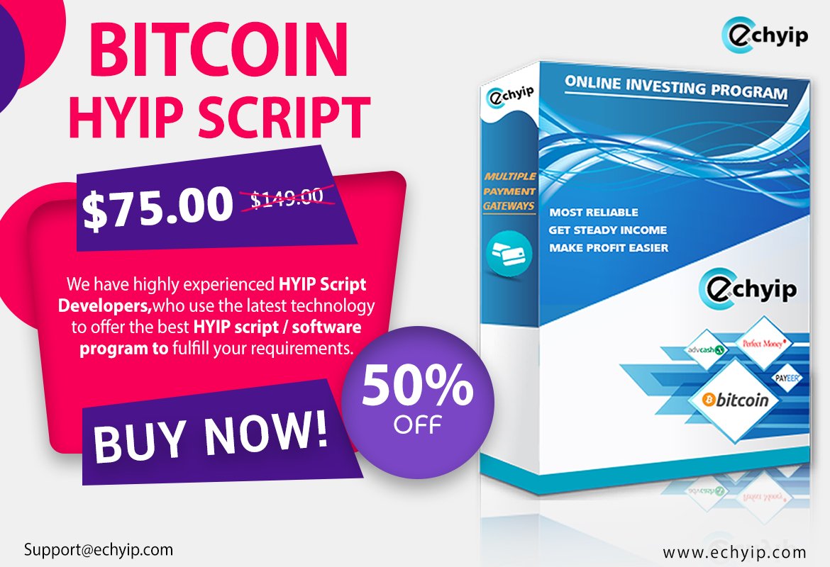 smith_allice's tweet image. For your #crypto investment business, buy #Bitcoin_HYIP_Script from @ec_hyip. They provide an extraordinary #script as compared to the others and you can buy it at 50% #discount rate. 

To know more, Visit 👉👉echyip.com
