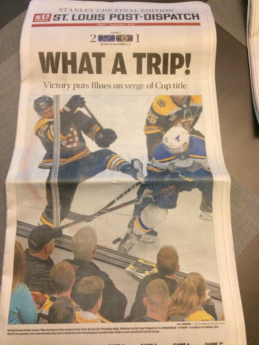 stlhensley's tweet photo. While Boston fans, players and the coach whine, St. Louis is enjoying the journey. This headline flips the script. https://t.co/Kt3wrFZWvY