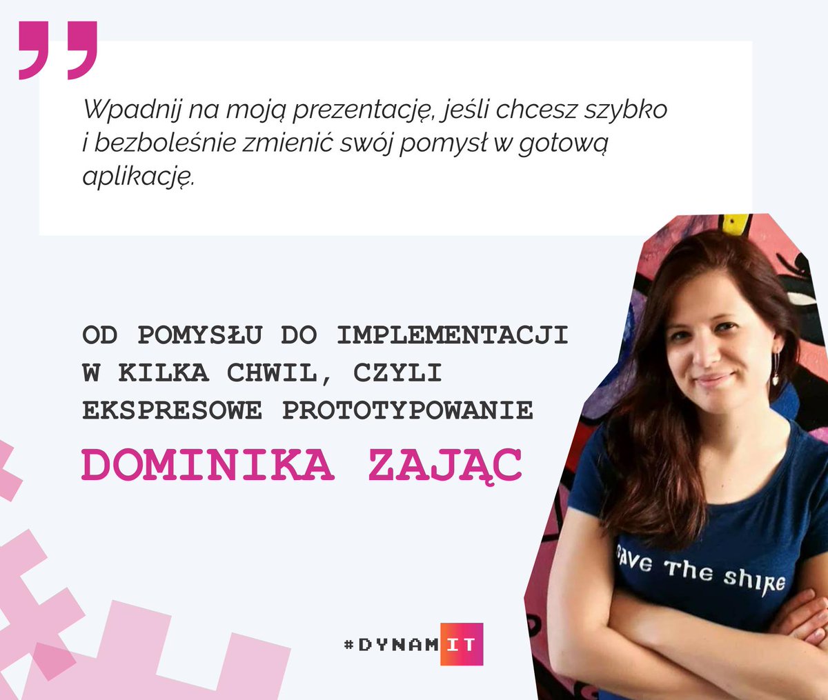 dynam_it's tweet photo. Jak przyspieszyć proces prototypowania i implementacji aplikacji? Na #dynamIT2019 opowie nam o tym @domizajac! 💻 

Pełna agenda dostępna na: https://t.co/ZHlDSnqKR9

#prototypowanie #it #kraków https://t.co/pFTfFDj5Aa