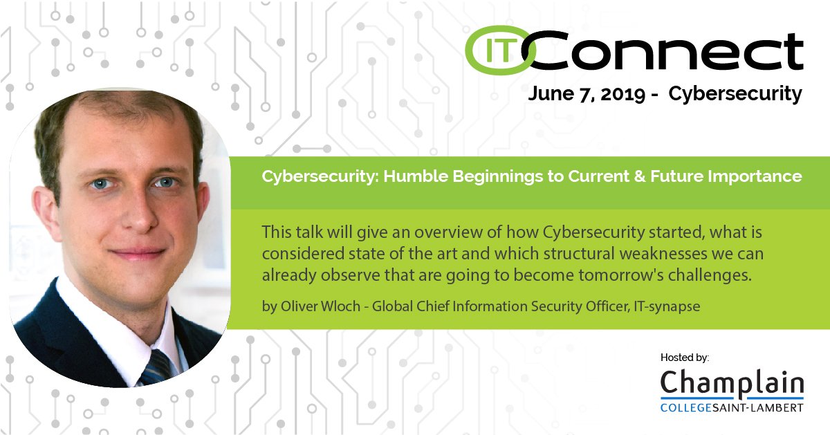 ITConnect's tweet photo. IT Connect 2019: #Cybersecurity is set to start in a only a few mins with our keynote speaker, Oliver Wloch. This takes place in F-100, which is located immediately beyond the registration booth. #ITConnect19 https://t.co/eBMvtFOFXf