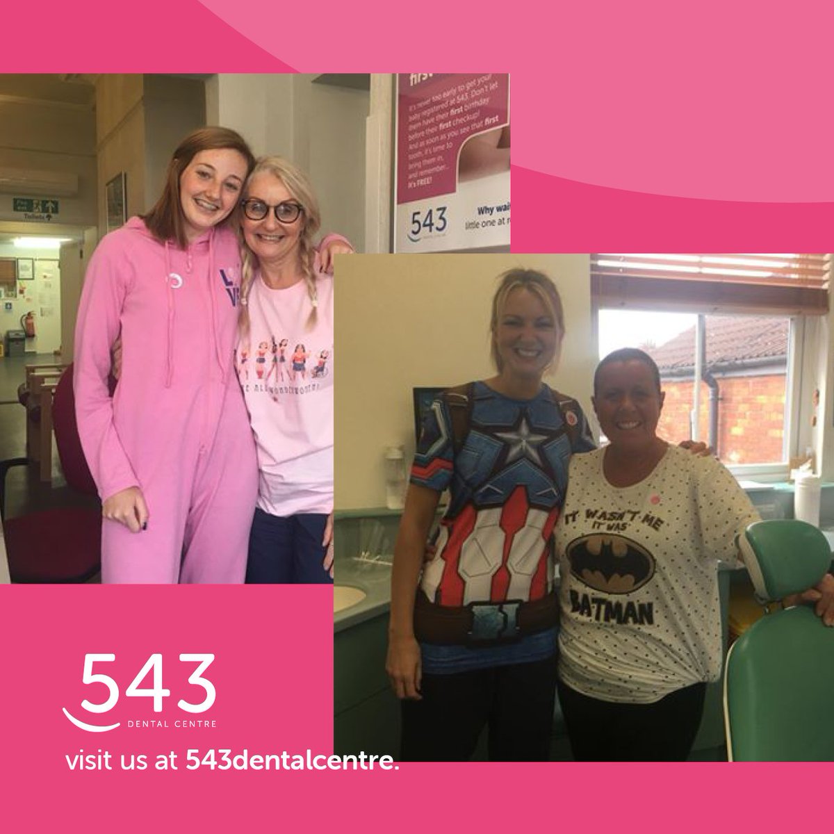 543DentalCentre's tweet photo. Today we are raising money for Bridge2aid charity by wearing pink or dressing like a super hero! Here are some pictures of the girls dressed up. Bridge2Aid #dentistry #superhero #543dental #hull #bridge2aid https://t.co/diWMTPVhi4