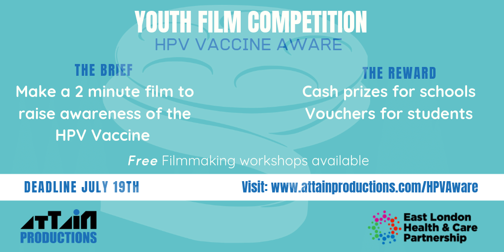 AttainProjects's tweet photo. @woodbrhigh are you looking for an exciting #creative opportunity for your students? Check out our HPV Vaccine Aware #shortfilm competition for young people which includes vouchers for students and cash prizes for schools. 🎥🏆https://t.co/bS0WzcYNrA https://t.co/pOjRUAZZRK
