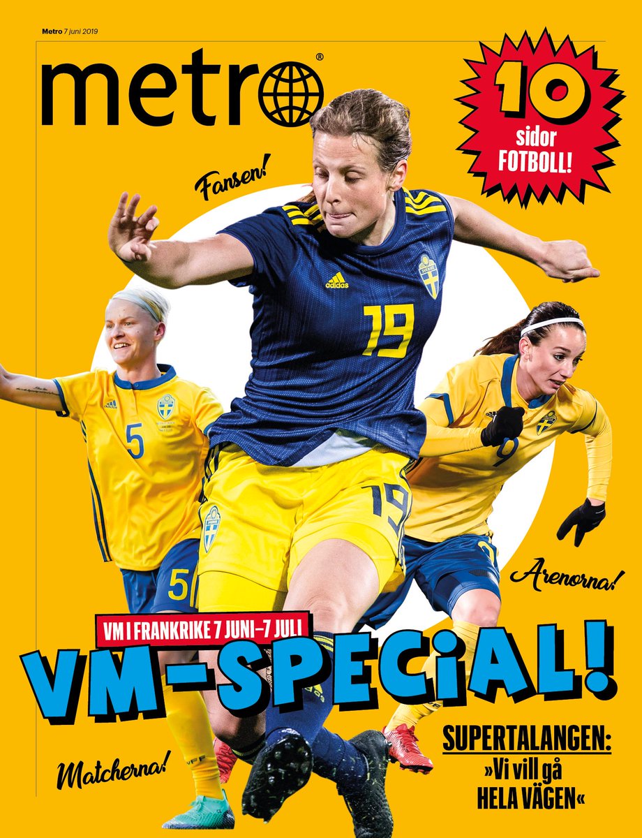 Nytt nummer av Metro snart i brevlådorna, med idolomslag som hyllar de svenska fotbollsstjärnorna. PDF-version hittar du här: static.metro.se/f01/30c/201906…