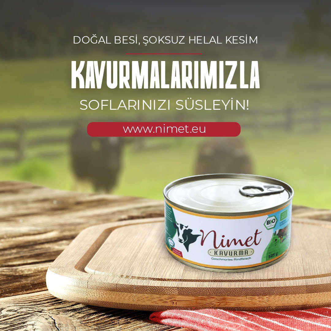 Doğal besi, şoksuz helal kesim kavurmalarımızla sofralarınızı süsleyin.
.
Bereichern Sie Ihren Esstisch mit geschmortem Fleisch, das wir von natürlich ernährten und nach Halal unbetäubt geschächteten Mastrindern gewinnen.
#nimet #kavurma #doğalbesi #bioet #turkey #germany