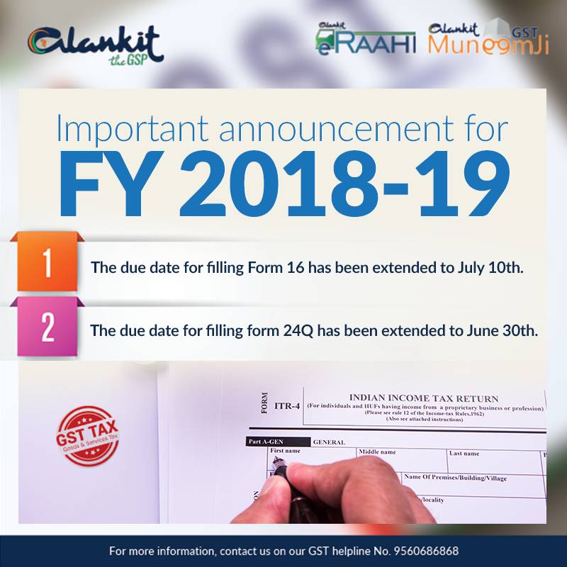alankit_limited's tweet photo. Due date extension for filing Form 16 and Form 24Q for FY 2018-19.
Know more @ https://t.co/mXhD9WRm3n
#income #tax #NEWS #latestupdates #extension #form24Q #finance #filing https://t.co/QmOeG0hn2Z