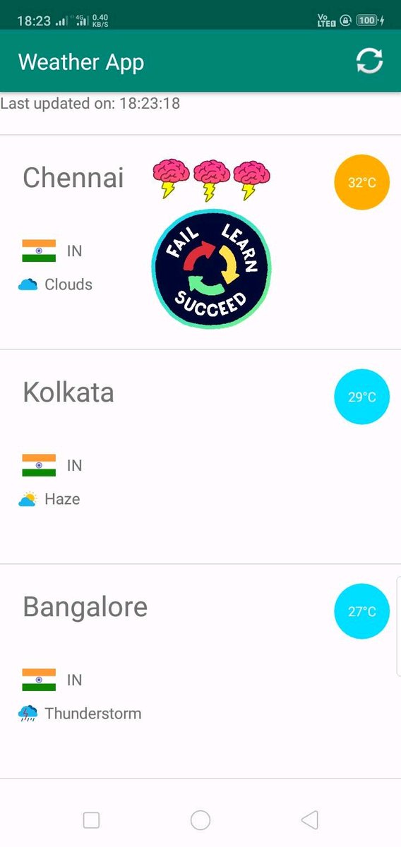 imSriramB's tweet photo. #nextstep Icons added!
#apiintegration #androiddev #android #weather #app #learningoftheday #openweathermap #firstsuccesfulonlineapp #incrementalcoding @imSriramB https://t.co/peTY2tM4Ux