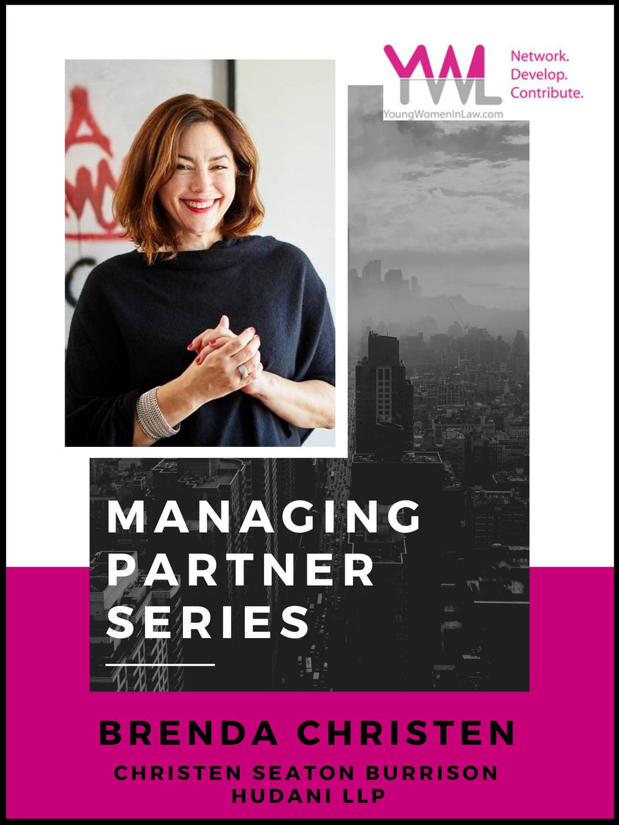 YoungWomeninLaw's tweet photo. Our exciting Managing Partner Series continues with a fantastic post from Brenda Christen, the Managing Partner @WCLLP! Read her insights and advice for #youngwomeninlaw here: https://t.co/1Mo9w0ZqF2 #YWLBlog #WomenSupportingWomen https://t.co/KEWYDan8HR