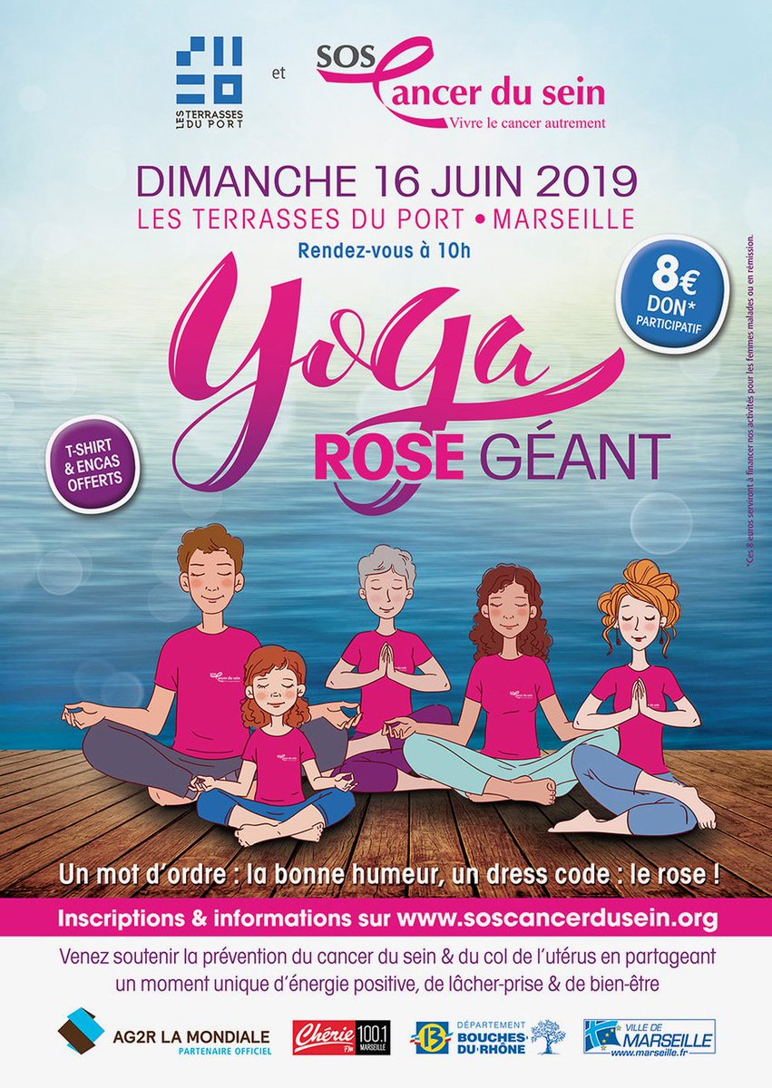 Venez soutenir la prévention du cancer du sein &amp; du col de l'utérus en partageant un moment unique d'énergie positive, de lâcher prise et de bien-être.
🧘‍♀️Yoga rose géant
📍<a href="/LesTDP/">Terrasses du Port</a>
🗓️Dimanche16 juin
⏲️10h
💶Don participatif 8€
💗Dress code rose
🎁T-shirt et encas offerts