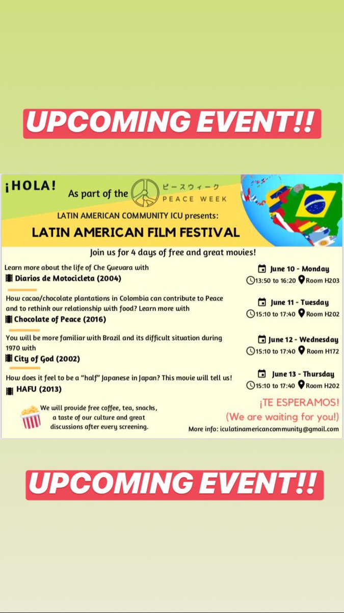 AdPacem_ICU's tweet photo. UPCOMING EVENT!! brought to you by the Latin America Community of ICU! https://t.co/paGBTYjr49