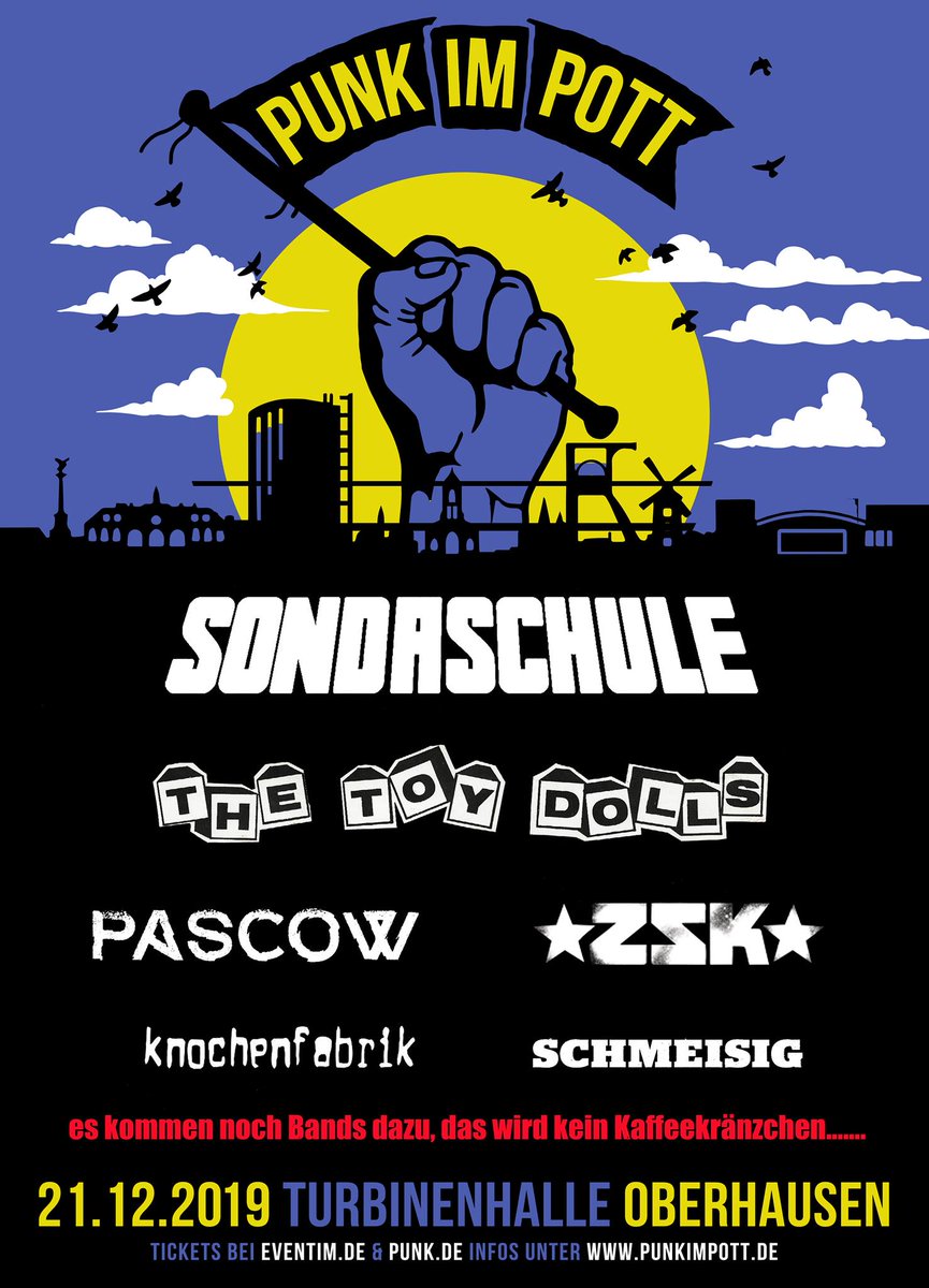 TargetConcerts's tweet photo. @TheToyDolls spielen im am 21.12. beim Punk im Pott 2019 in der #Turbinenhalle Oberhausen! Tickets für das #PunkImPott gibt's hier ➤ https://t.co/QM96TwsP4G https://t.co/E8SInGp726