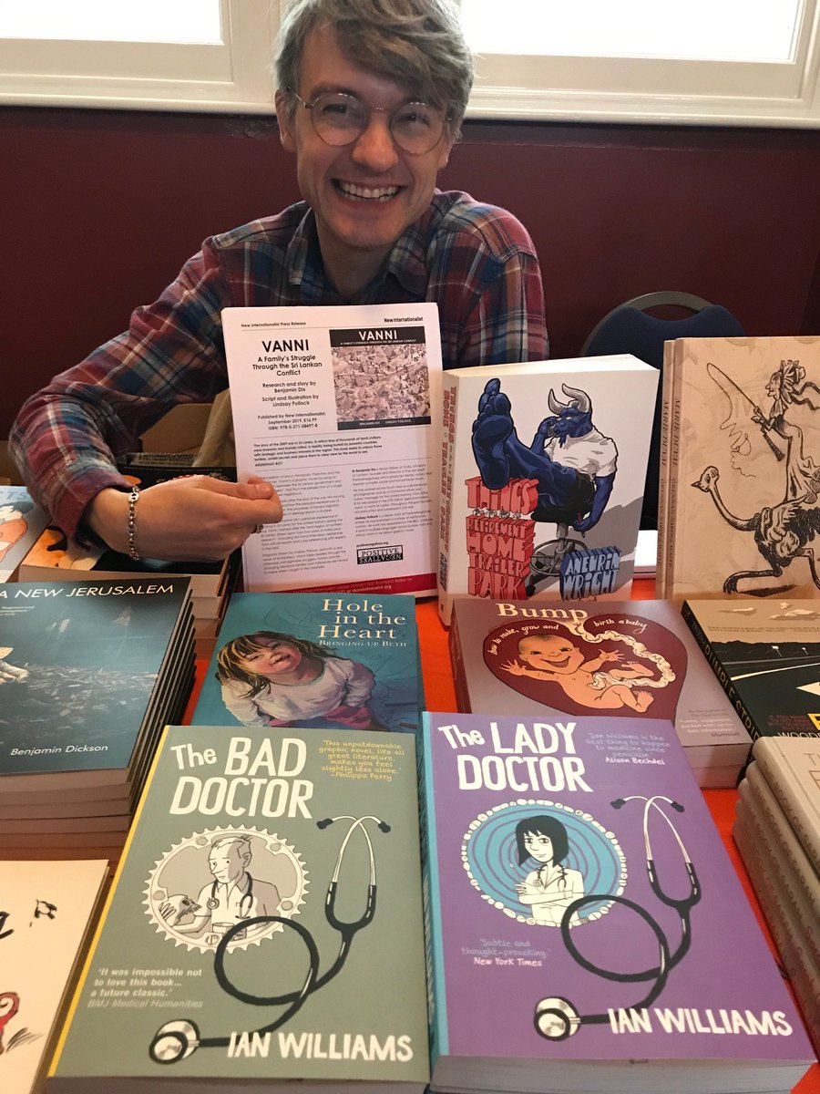 newint's tweet photo. #LindsayPollock co-author of #Vanni (out Sept, @PosNegOrg) on NewInt and @MyriadEditions table at @ELCAFest, table 11 in corner beside stage. Signings all weekend! Authors include @unacomics @Beniswriting @TheBadDr and @olivierkugler! 
Also, big #ELCAF2019 discounts! https://t.co/kuIIYwEmw5