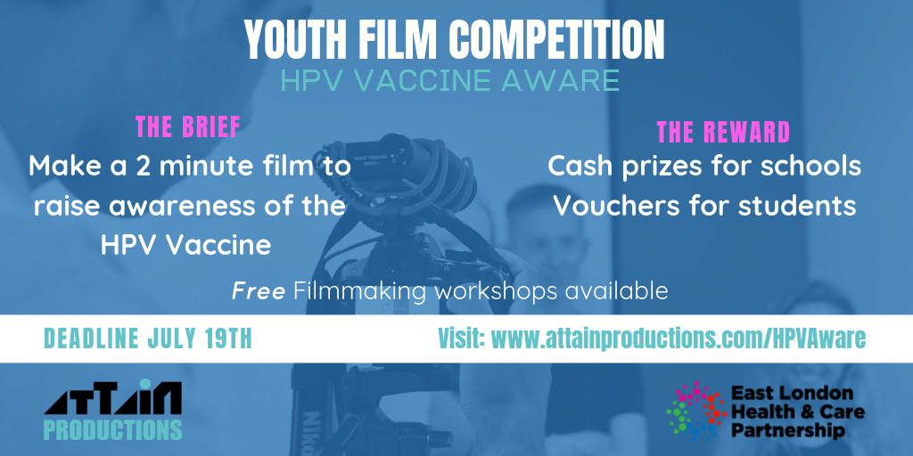 AttainProjects's tweet photo. @ClaptonGA are you looking for an exciting #creative opportunity for your students? Check out our HPV Vaccine Aware #shortfilm competition for young people which includes vouchers for students and cash prizes for schools. 🎥🏆https://t.co/bS0WzcYNrA https://t.co/xPINWpF3uE