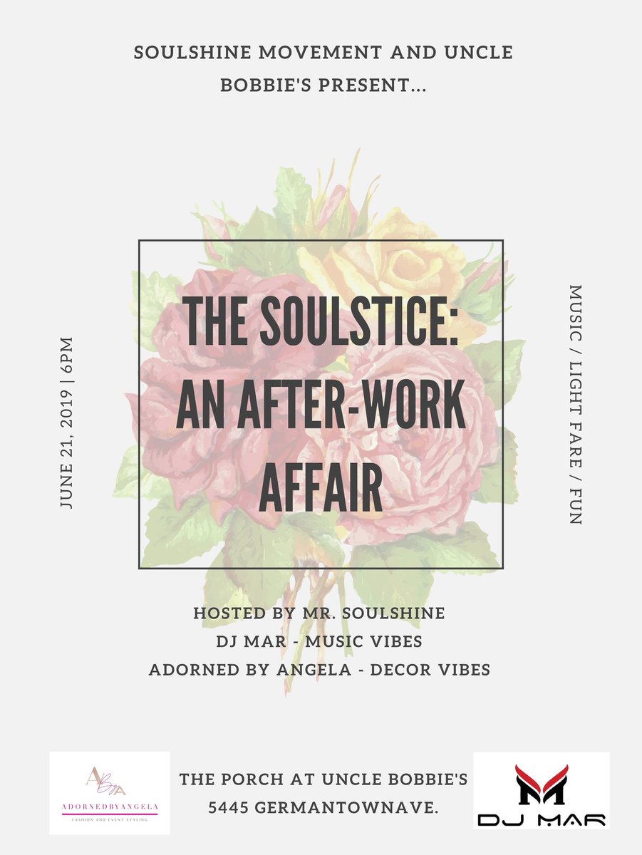 DameMitch's tweet photo. Guess who's Hosting Their First Summer Party!!!🌞🎧🙌🏾🎤🎉 S/O to @marclamonthill and the entire @UncleBobbies crew! See you on June 21st! 
#SoulshineMovement 💫
#THESOULSTICE https://t.co/WbOQmSObzR