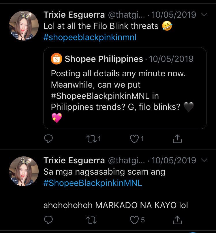 SScammaz's tweet photo. AY LOL DAW BLINKS OH #SHOPEESCAMDAY2 #ShopeeScam #ShopeeBlackpinkinMNL #ShopeeBLACKPINKinManila #ShopeeGoingToJailParty https://t.co/KklYQMaM2d