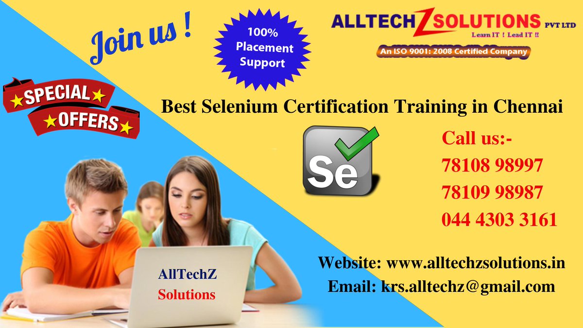 alltechz's tweet photo. AllTechZ Solutions is a Best #Selenium Automation Tool Training Center in Chennai.
#SeleniumTraining #SeleniumCourse #SeleniumCertification #SeleniumExam #ExamCenter #CertificationTraining #SeleniumExamCenter #OnlineExams #OnlineTraining https://t.co/ghmB1K96VN