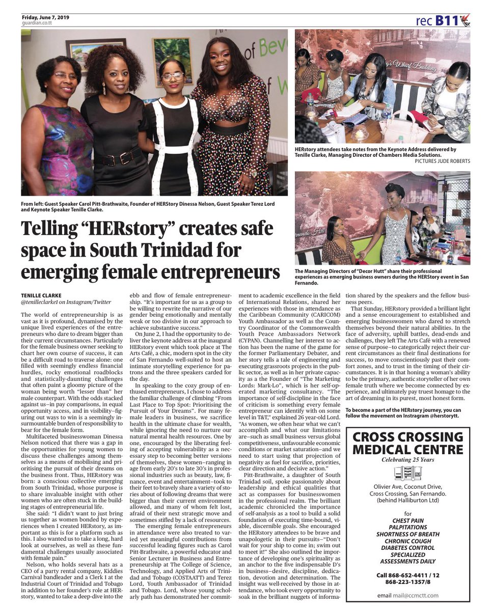A piece I really enjoyed writing. Pick up a copy of today’s @GuardianTT as I recap on the HERstory event, which happened in South Trinidad last weekend. The story is also available on the Digital Guardian app! ✨
#business #whenwomenwin #FBF #leaders #writer