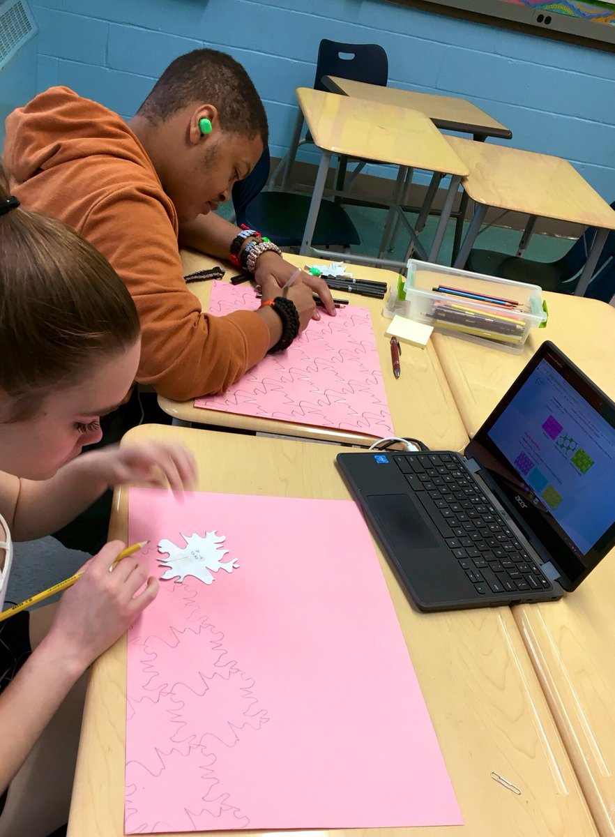 Researching and creating tesselations in Applied Geometry! Up next- students will collaborate and create a google slides presentation based on their findings!