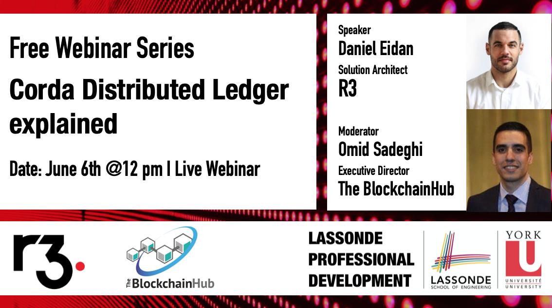 blockchainhubb's tweet image. In this recorded webinar, our special guest at @blockchainhubb , Daniel Eidan from @inside_r3 , is introducing the #Corda #DistributedLedger, as an #opensourceproject designed for business.
lnkd.in/g4C4Nvw

@BEST_Lassonde @LassondeSchool @yorkuniversity