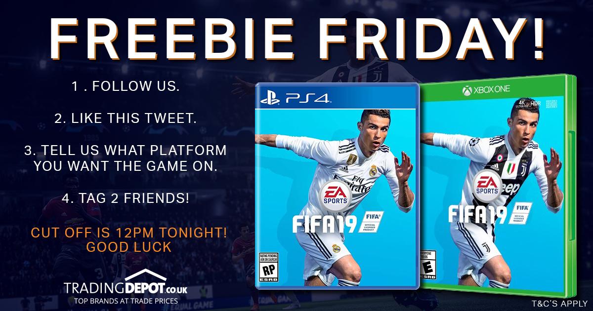 📣 FREEBIE FRIDAY! 📣
We have 2 copies of Fifa 19 to give away (1 of each platform)
All you need to do is follow the instructions to be entered into our draw!
This is running over out Facebook, Twitter &amp; Instagram!
Winner announced on Monday

#FreebieFriday #Giveaway