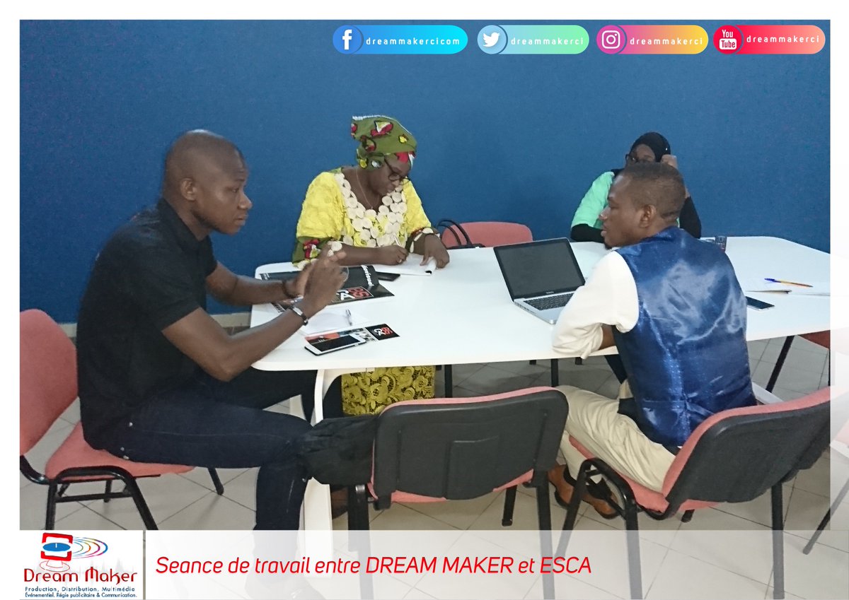 dreammakerci's tweet photo. Séance de travail entre @dreammakerci et ESCA en vu d'un partenariat entre les deux établissements. 
#DreamMaker #esca #Partenariat #Distribution @delrodie https://t.co/wb7QRUGATF