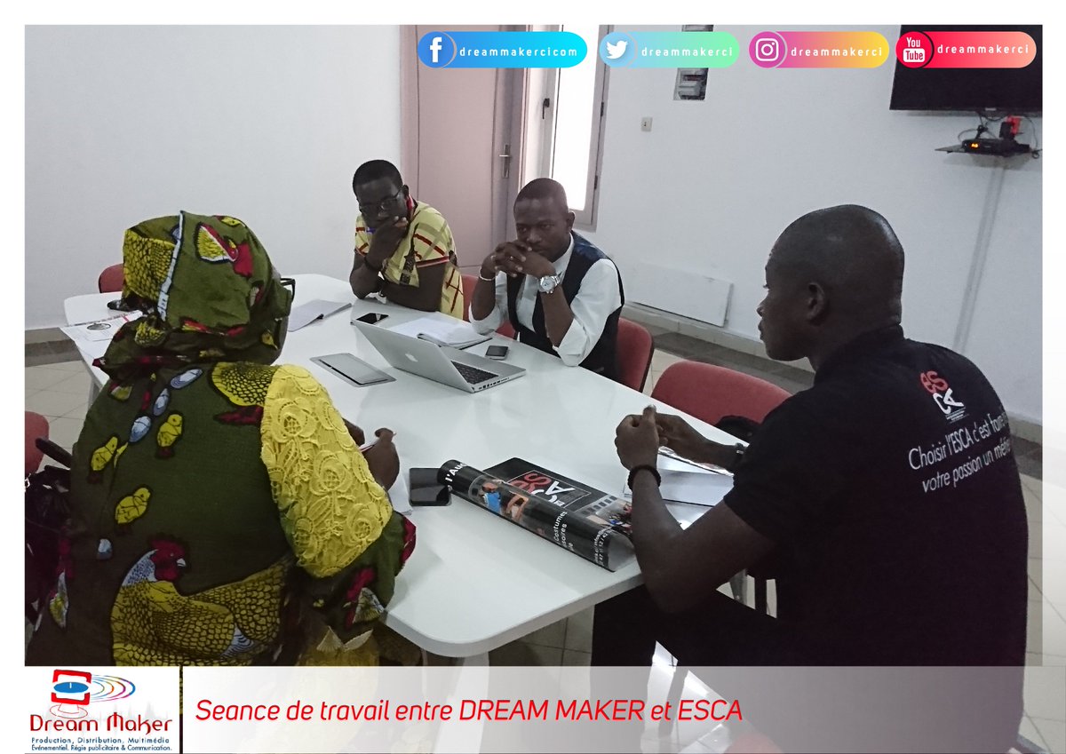 dreammakerci's tweet photo. Séance de travail entre @dreammakerci et ESCA en vu d'un partenariat entre les deux établissements. 
#DreamMaker #esca #Partenariat #Distribution @delrodie https://t.co/wb7QRUGATF