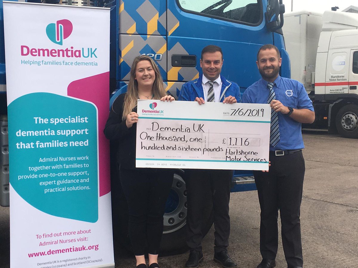 HartshorneGroup's tweet photo. A HUGE thank you to all of you that supported our charity car wash day at Hartshorne Burton on the 12th May as today saw the cheque handover to @DementiaUK. We raised £558 on the day which was matched £ for £ under our HCG Charitable Trust Program - £1,116.
#FridayFeeling 
#Proud https://t.co/fXLQeQmsop