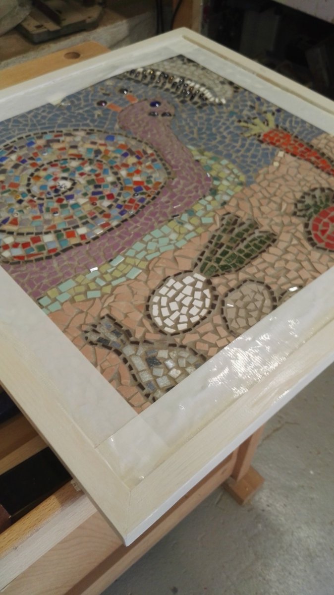 TorbayCDT's tweet photo. @Pos_People Thankyou to Chelston Community Shed who have framed our 3 beautiful #growgap mosaics, soon to be hung @GreatParksCC. @PlymouthOctopus @PlussSW @Cosmic_UK @devoncf #TNLComFundESF https://t.co/NaL26jmGiF