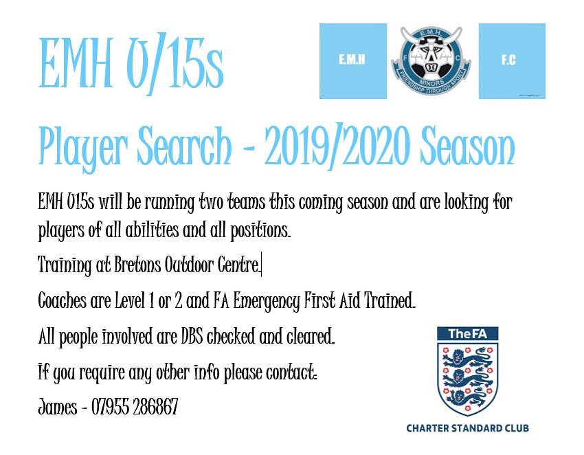 U15 Player Search. Get in touch! #emhfc #essexfa #playerswanted #SquadBooster
