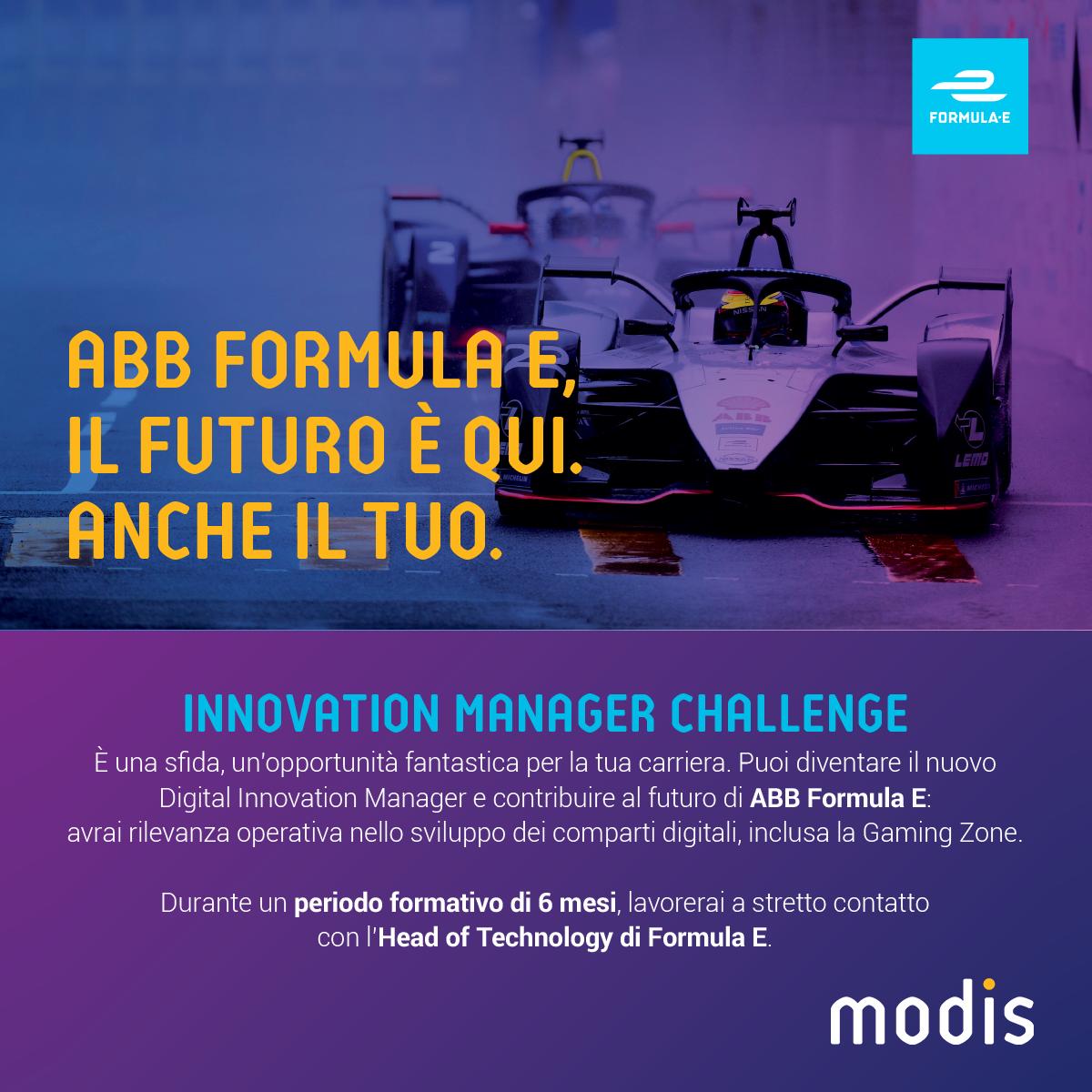 AkkodisItalia's tweet image. Vuoi essere la nuova stella di #InnovationManagerChallenge 2019? Potrai lavorare nel Digital Team di @FIAFormulaE sviluppando le tecnologie del Campionato come la #GamingZone a Londra dal 1° settembre 2019 al 28 febbraio 2020. Candidati entro il 15 giugno! mod.is/lP5VSn