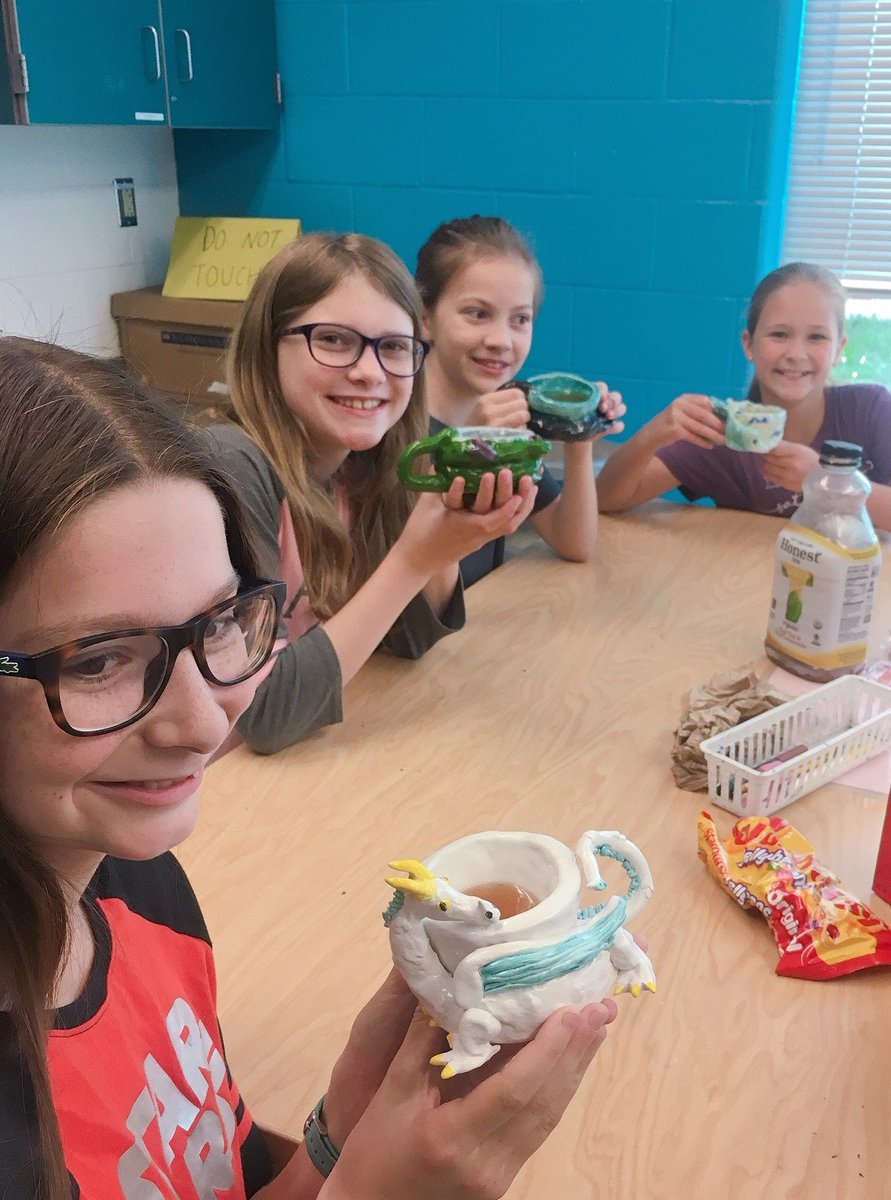 6th grade artists used their spirit animal mugs to celebrate EOY in Art!