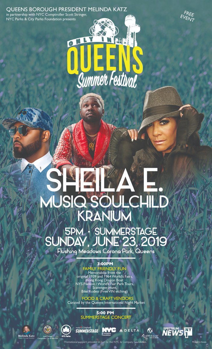 QnsBPRichards's tweet photo. But make sure you're there at 5pm for our free @CapitalOne @CPFNYC @SummerStage concert headlined by the iconic @SheilaEdrummer, featuring performances by soul singer @MusiqSoulchild and Dancehall star @therealkranium! #OnlyInQueens (2/2) https://t.co/IANExD42H2