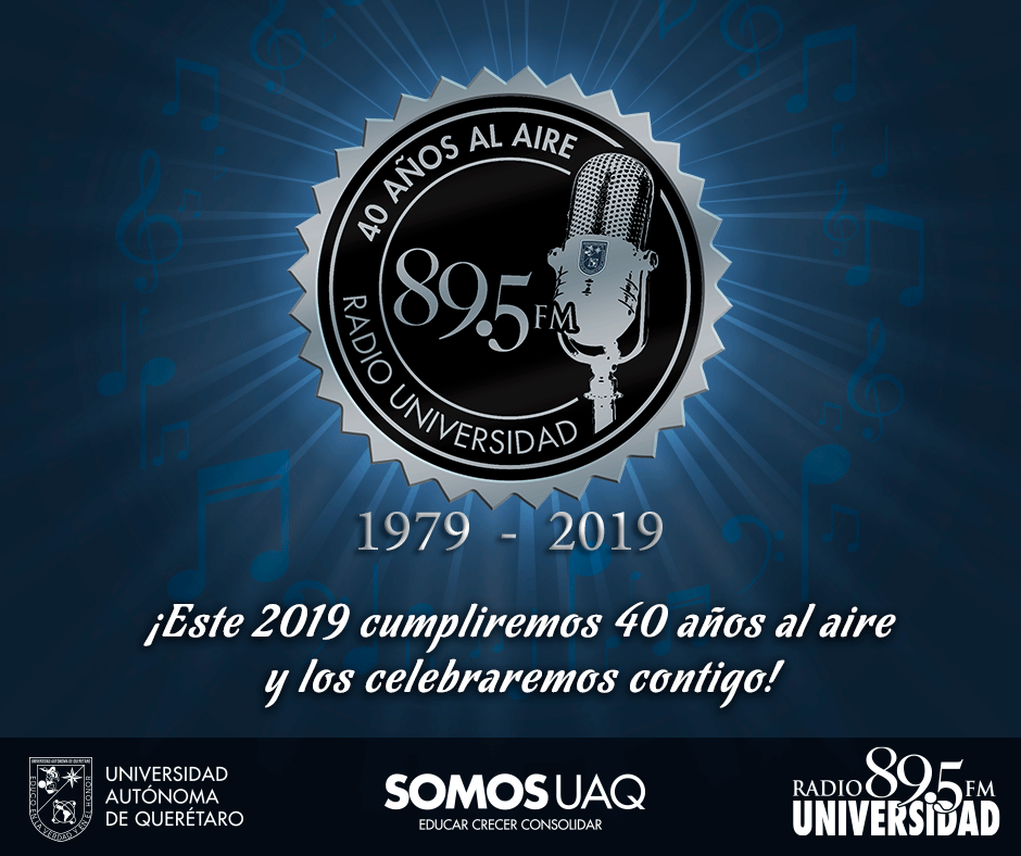 AutonomaRadio's tweet photo. Pronto estaremos celebrando nuestros primeros 40 años al aire y los celebraremos contigo.
RADIO UNIVERSIDAD 89.5 F. M. 
La cultura universal
https://t.co/5Aqw0SLlTV
#Mexico #Queretaro #RadioPublica #FelizViernes https://t.co/pPDF0mR0U2