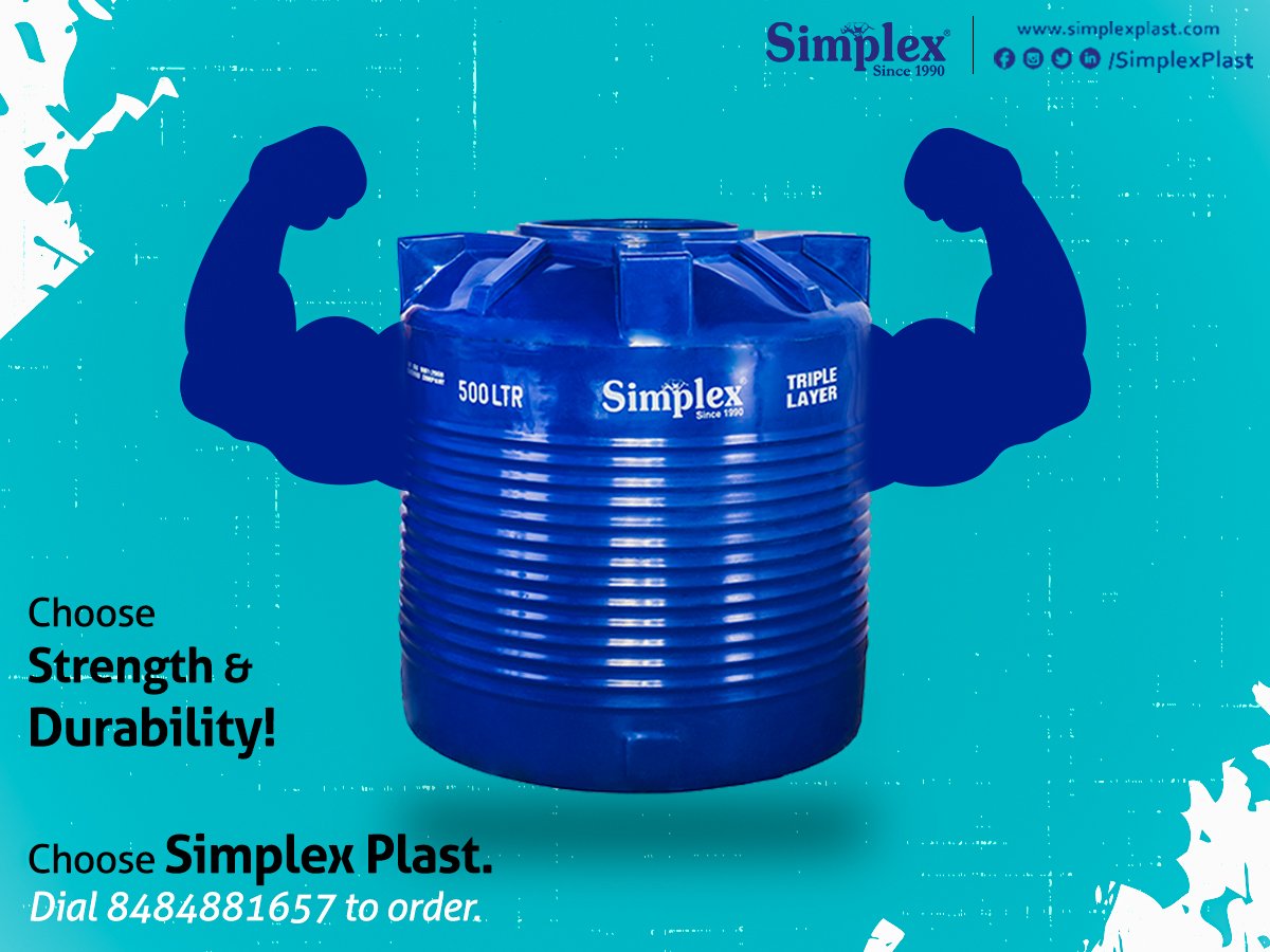 simplexplast's tweet photo. Simplex Plast assures unmatched quality for its products. Choose Simplex Tanks and enjoy worry-free water storage.
Call 8484881657 or visit https://t.co/Lxnud3raK2 to order!
#SimplexWaterTanks #StorageTanks #WaterTank #LoftTank #TripleLayer #WaterStorage #Vasai #Virar #Boisar https://t.co/uT8ejBjYr9