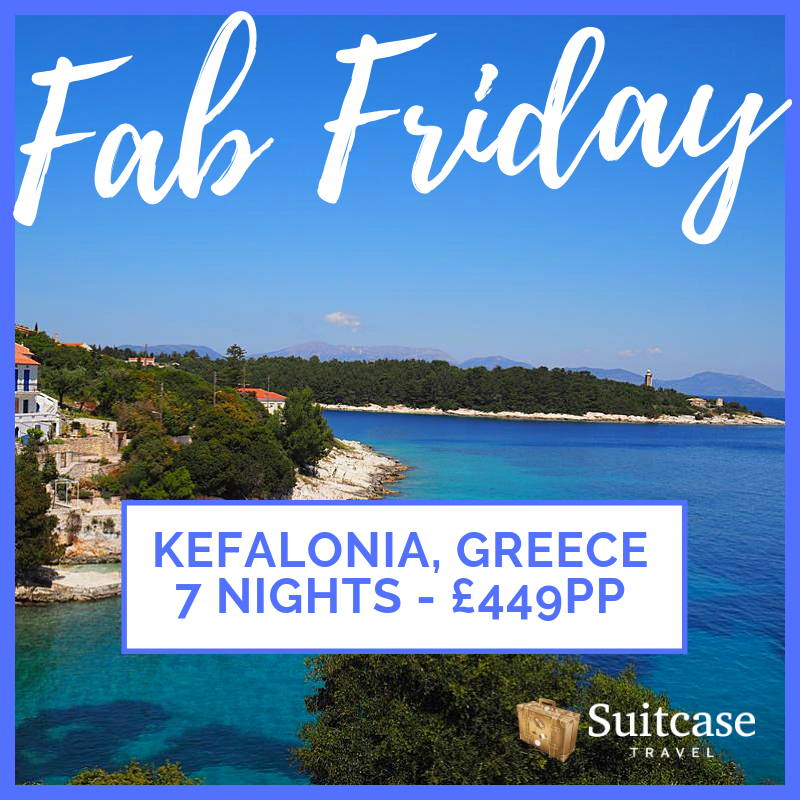 🍹FABULOUS FRIDAY SPECIAL! 🌴🕶️
7 nights in Kefalonia, Greece - £449 per person

View offer: bit.ly/2IksCQA
Email - Holidays@suitcasetravel.co.uk for more details!

#FabFridayDeals #WheresYourSuitcase #SuitcaseTravel #TravelTheWorld #SuitcaseInHand