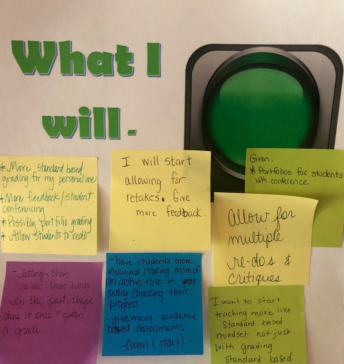 mjshields's tweet photo. Some “What I Will Stop” & “What I Will Start” grading practice reflections from north AL teachers and admins after our session. They are on to something! #UNARIC #GradingEquity #SBG https://t.co/7HJJ6E9moe
