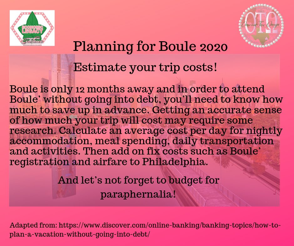OmicronTauOmega's tweet photo. Our June #FinancialFridays will be dedicated to smart travel and vacation planning. Sorors...Boulè 2020 is only 12 months away, so let’s start planning accordingly! #AKA1908 #ExemplifyingExcellence #OmicronTauOmega #ΟΤΩ #SpringAKAs #SpringForExcellence
#TargetIII #EconomicLegacy https://t.co/DhPEr0KJkm