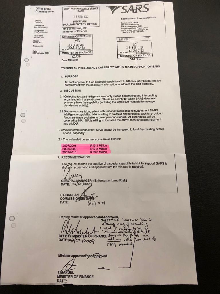 Jed38111039's tweet photo. Rogue Unit MEMO. Pravin ask Manuel for R48 million to give to SSA to establish the SPY UNIT 4 SARS bcoz SARS doesnt have the legislative power to establish the unit. Manuel approves. But it was a LIE bcoz Pravin already established the SPY UNIT & was already spying on people https://t.co/jh2VxHw3o5